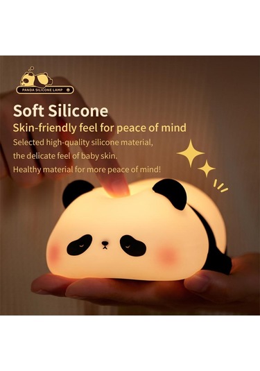 Silikon Panda Led Gece Lambası Sevimli Hayvan Karikatür Nightlights Çocuklar İçin Başucu Masa Lambası Yatak Odası Oturma Odası Dekor Oyuncaklar Hediye Beyaz