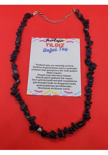 Sertifikalı Mavi Yıldız Taşı Doğal Taş Kolye Çok REnkli