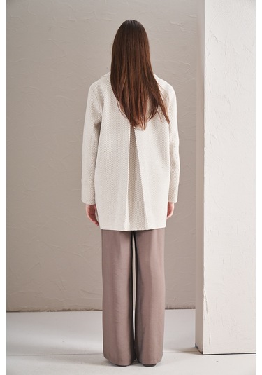 Balık Sırtı Ceket Ekru Ekru