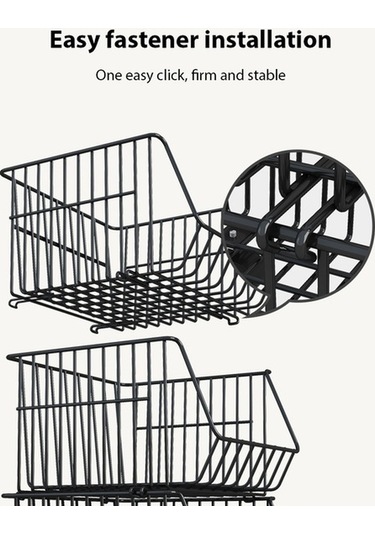 Dancemonkey Mutfak Depolama Arabası İçin 2 Katlı Meyve Sepeti, Metal Tel Sepeti Atıştırmalık Siyah