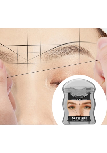 Geeksen Profesyonel Kaş Mikroblading İpi - 30 Metre Kömür Rengi - Hassas Kontür Çizimi İçin