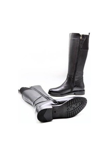 Venüs 20741k Düz Topuk Fermuarlı Klasik Deri Kadın Çizme Siyah