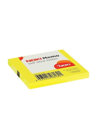 Noki Yapışkanlı Not Kağıdı 75x75 Mm Memo Limon Sarı 80 Yaprak 12 Li Paket