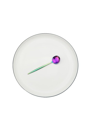 Çok Renkli 6 Adet Siyah Yemek Takımı Kaşık Seti Ayna Paslanmaz Çelik Çatal Bıçak Kaşık Seti Yemek Takımı Kahve Çay Kaşığı Sofra Ev Mutfak Gümüş