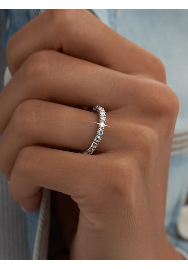 Marıola 2,5 Mm Sirkon Zeminli Ve 925 Ayar Gümüş Yüzük Alyans 183831580 Gri