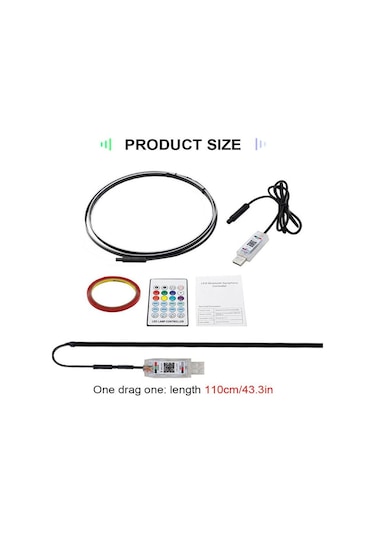 Seametal Led Senfoni Ortam Işığı Araba İç Usb Dekorasyon Atmosfer Neon Rgb Gökkuşağı Akrilik Şerit App Uzaktan Kumanda 1pc Strip 75cm+25cm