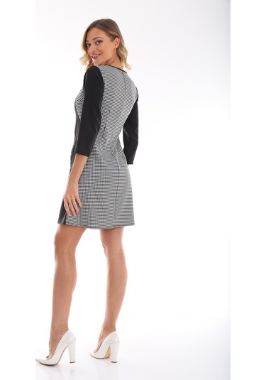 Etselements V Yaka Truvakar Kollu Kazayağı Mini Ofis Elbise