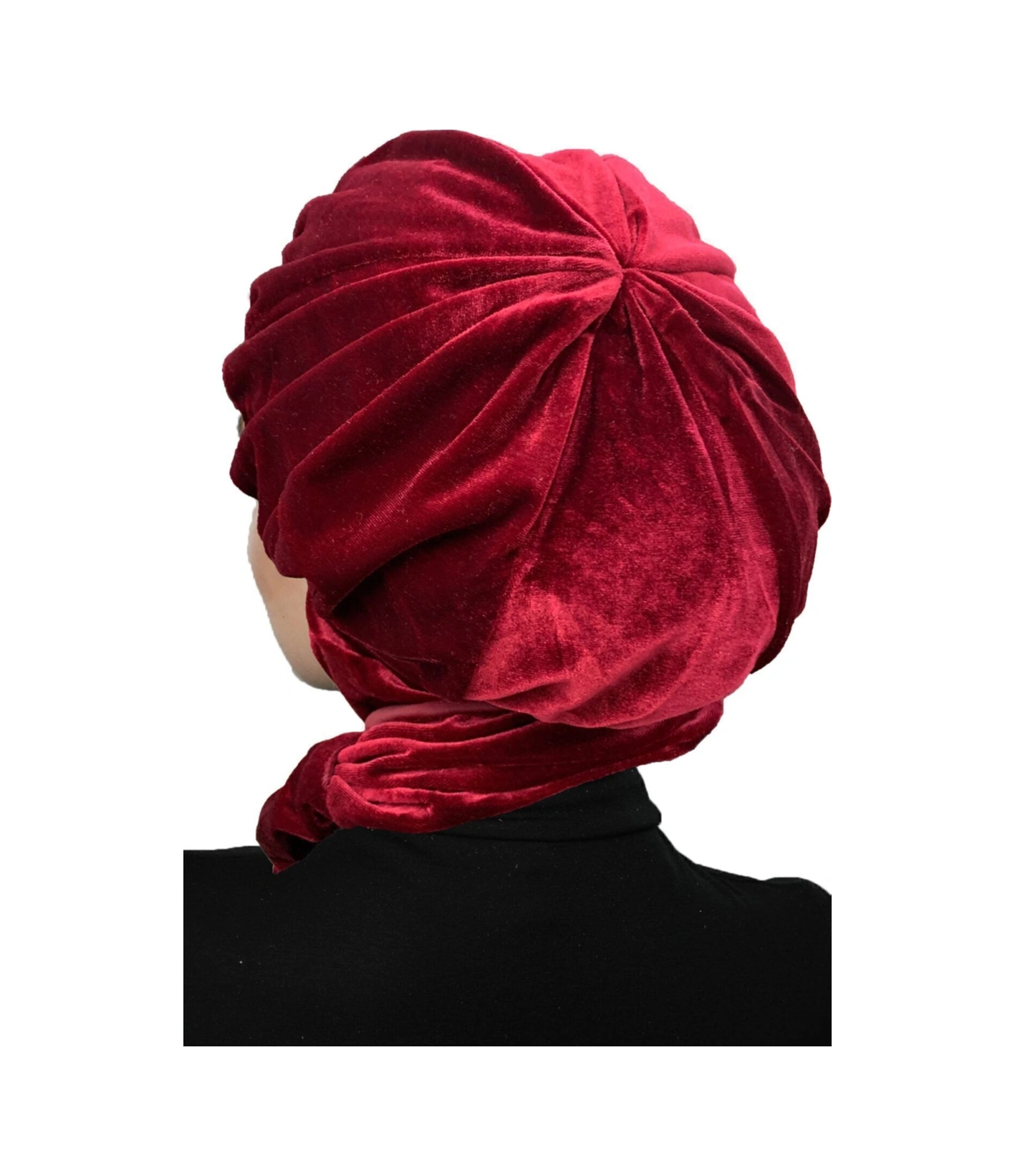 Kadife Şapka Atkılı Toka Detaylı Bordo Hazır Türban Tesettür Bone Bordo