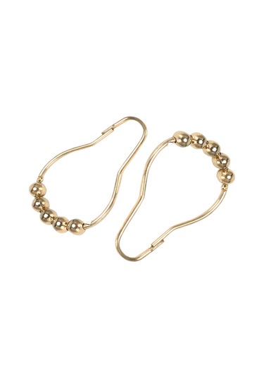 Kolay Kurulum Paslanmaz Duş Perdesi Kancaları Sürtünmesiz Paslanmaz Çelik - Duş Perdesi Çubukları İçin Kolay Kayan Duş Halkaları Cilalı Altın 12 Kanca Seti Altın