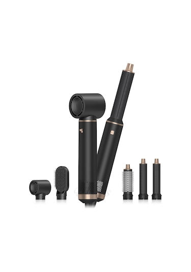 Tcherchi Çok İşlevli 5'i Bir Arada Gürültüsüz, Saç Kurutma Makinesi Saç Şekillendirici Seti Siyah