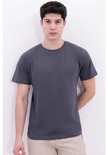 Freemen Erkek/unisex Bisiklet Yaka Basic Tişört %100 Pamuk Antrasit