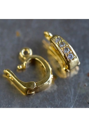 Kafebizu Beyl Halkası Yaldız Kaplı Zirkon 2 Adet 10,5x7x3 Mm 134522072