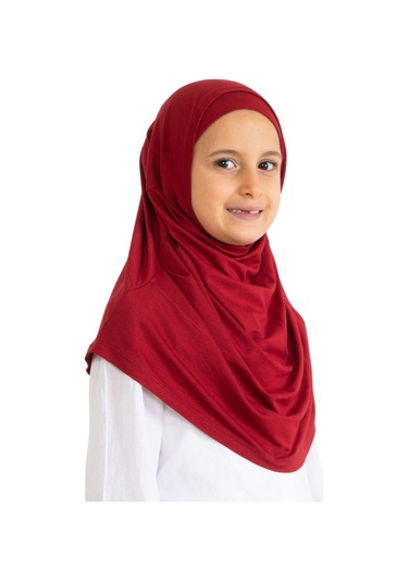 Çocuk Hazır Giyim Başörtüsü Şal Turban Viskon - Bordo Bordo