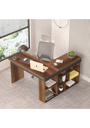 Robin Home Boston Kitaplık Raflı L Bilgisayar & Çalışma Masası