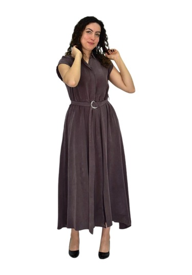 Kadın Beli Kemerli Elbise Bgl-st04639 Kahve