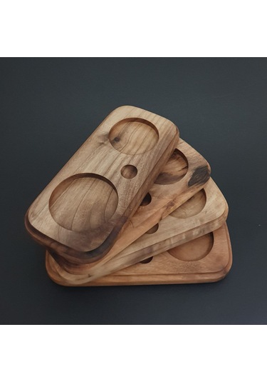 Mesa Ahşap Ceviz El İmalatı Viski Servis - Bardak - Çerezlik Seti