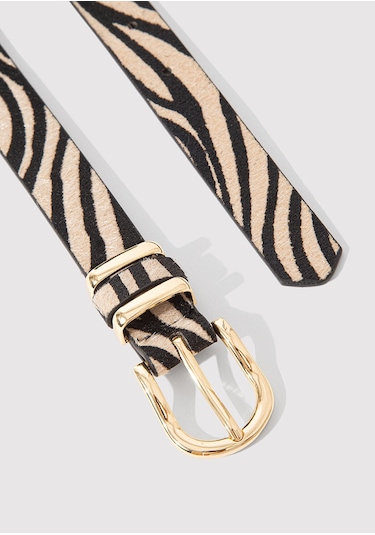 Mavi - Zebra Desenli Suni Deri Kemer 1913570-900 Siyah