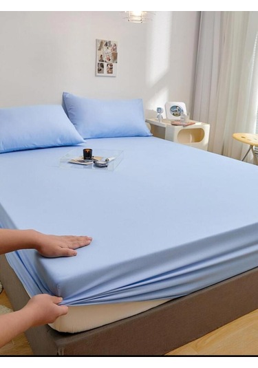 Totem Ranforce Yastık Kılıflı Lastikli Çarşaf Takımı 180 X 200 Battal Boy Mavi