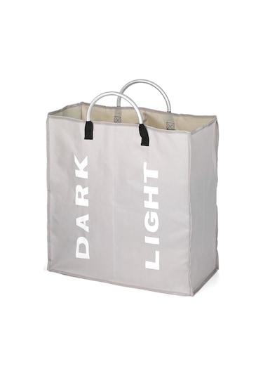 Cbtx Katlanabilir 2 Bölümlü Katlanabilir Çamaşır Sepeti Dayanıklı Oxford Kumaş - Açık Gri Diğer