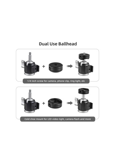 Reedark Alüminyum Masaüstü Tripod, 3 Seviye Yükseklik Ayarı, Kuleli Kafa, 1/4 Vida Ve Soğuk Ayaklık, 3kg Yük Taşıma Kapasitesi