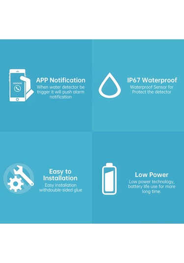 Tenfowee Akıllı Su Kaçak Algılayıcı, Tuya Wıfı İle Uygulama Kontrolü, 85db Ses, Ip67 Su Geçirmez, Mutfak/banyo/taban Katı İçin, Beyaz