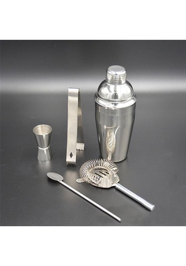 5 İn 1 750 Ml Paslanmaz Çelik Kokteyl Shaker Mikser Barmen Bar Seti Kiti Araçları