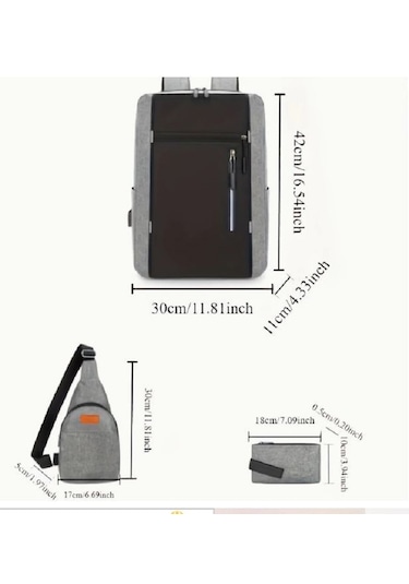 Çok Fonksiyonlu Çanta 3 Parça Bilgisayar,okul Ve İş Çantası