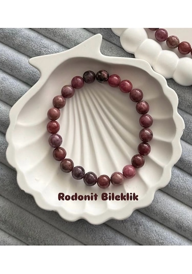 Store Zarman Rodonit Doğal Taş Bileklik Pembe