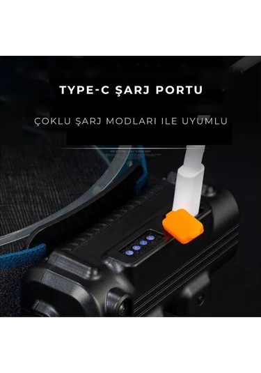 Gold Orion Km-214 Hareket Sensörlü 42 Led 1200 Lmn Şarjlı Kafa Lambası - 6 Mod Süper Parlak-8857 Siyah