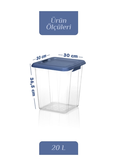 2'li Megabox 20l Saklama Kabı - Kilitli Kapaklı Çok Amaçlı Düzenleyici Kiler Depolama Oyuncak Kutusu Mavi