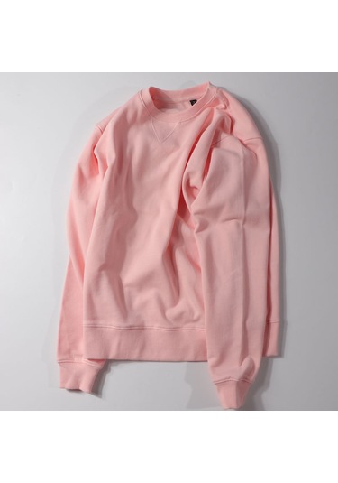 Erkekler Yuvarlak Yakalı Ters Üçgen Sweatshirt Pembe