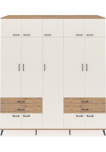 Kronos Dolap 12 Raflı 4 Çekmeceli 2 Askılı 220x59x243 Çam-aytaşı/çam Aytası/atlas Çam