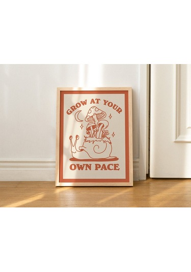 Retro Salyangoz Poster, Olumlu Alıntı Sanatı, Mantar Sanat Eseri, Sınıf Posteri