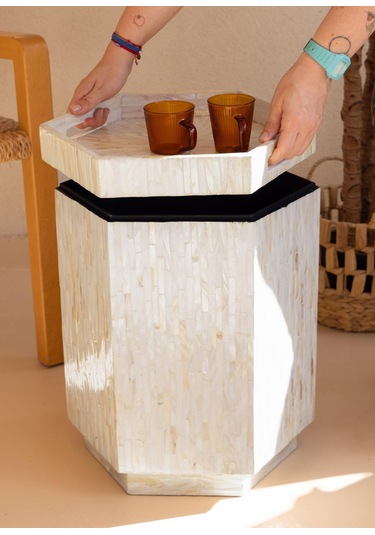 The Mia Sedef Tabure Yan Sehpa 38x33x47 Cm Tlc0131 Çok Renkli