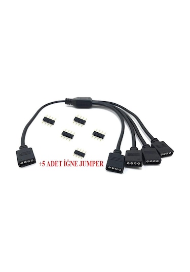 Alfais 4376 RGB Şerit 4 Pin LED Çoklayıcı Splitter Tek Kumanda 4 Çıkış