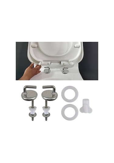 Trendooze Tuvalet Koltuk Kapağı Menteşeli Sağlam Montaj Banyo Gümüş Gümüş