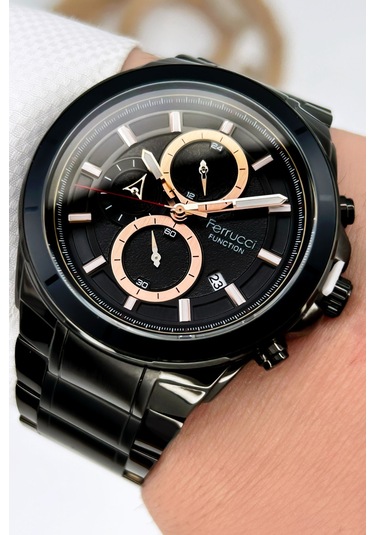 Ferrucci Function Erkek Kol Saati Çelik Kordon Siyah Bileklik 3atm Sdfer059 Siyah