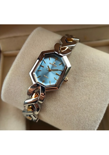 Raymond Turkuaz Kadran Çelik Kadın Kol Saati Gümüş