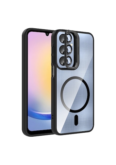 Galaxy Uyumlu A16 Kılıf Standlı + Kamera Lens Koruma Setli M-safe Şarj Özellikli Mkst Etro Desert Titanyum Desert Titanyum