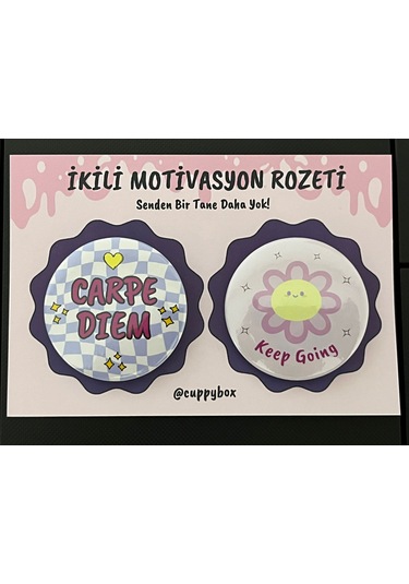İkili Motivasyon Rozeti 44mm İğneli Rozet Pembe