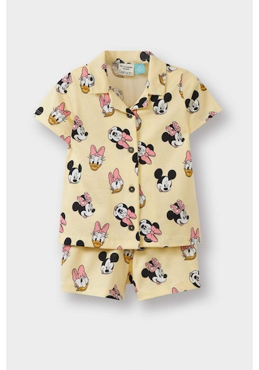 DeFacto Kız Bebek Disney Mickey & Minnie Pijama Takımı Kısa Kollu Penye Esnek Belli Şort E4652A525HSYL498