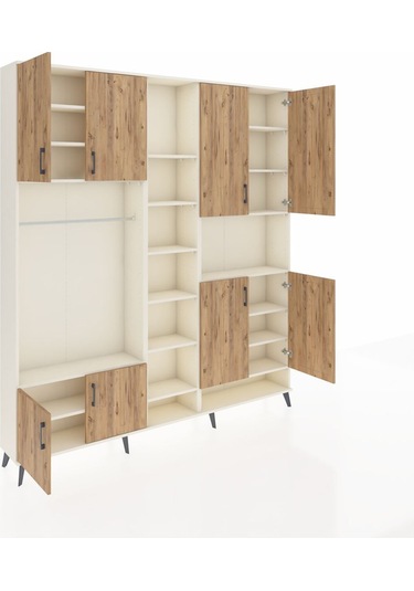 Arges Dolap 18 Raflı 8 Kapaklı Tek Askılı 220x30x243 Aytaşı-çam/aytaşı Atlas Çam/aytası