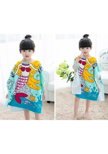 Suntek Çocuklar Sörf Plaj Kapüşonlu Panço Değişen Bornoz