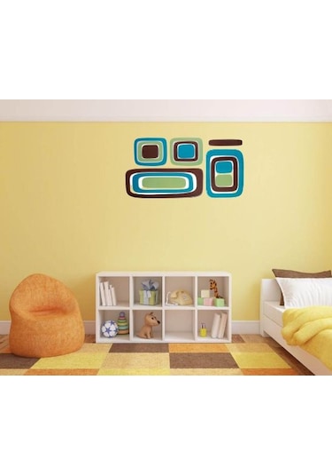 Duvar Süsü Sticker 2 Adet Kareli Mavi,yeşil Desen Pvc 61x30x0,5