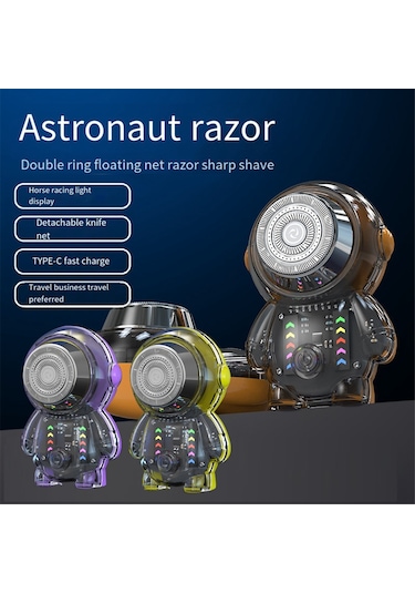 Xiaaokeji Astronot Elektrikli Tıraş Makinesi Rgb Işıklı Taşınabilir Usb Tıraş Makinesi Erkek C