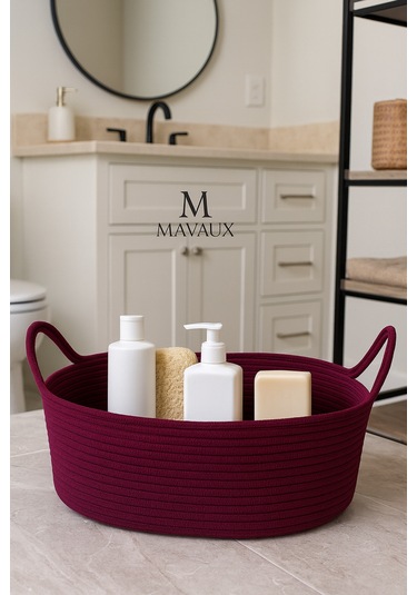 Hasır Jüt Dekoratif Sepet 20x30x50 Cm, Oyuncak, Çamaşır, Banyo, Mutfak Ve Düzenleyici Saklama Sepeti Mürdüm