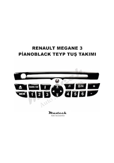 Renault Megane 3 Teyp Tuş Takımı Pianoblack 2009-2016