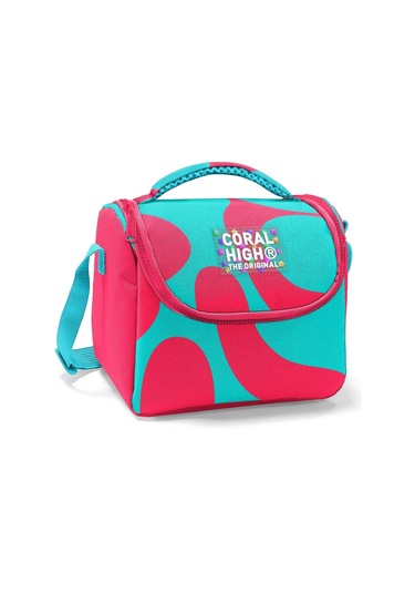 Coral High Thermo Beslenme Çantası - Kız Çocuk, Kırmızı Turkuaz Renkli Çizgili Kırmızı - Turkuaz