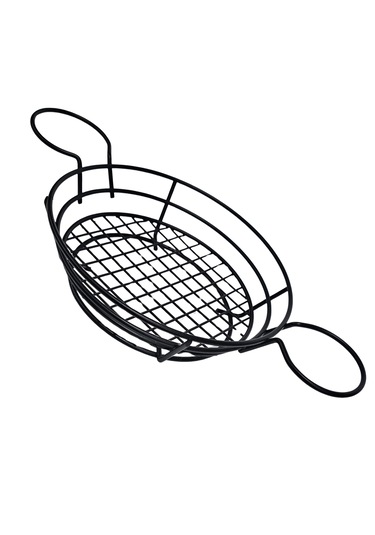 Tekmarked Metal Sosluklu Hamburger Ve Patates Kızartması Sunum Sepeti Siyah