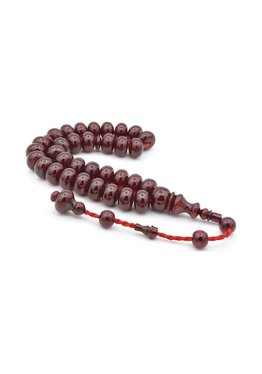 Ahmet Emin Yapımı Osmanlı Model Vişne Sıkma Kehribar Tesbih 002 Bordo